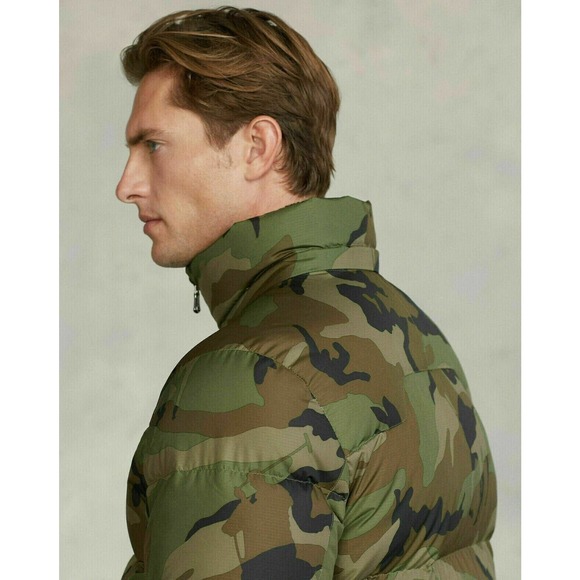 Polo Ralph Lauren Big Pony Hooded Down Puffer Jacket Coat Camo Mens Sz L - Picture 3 of 10